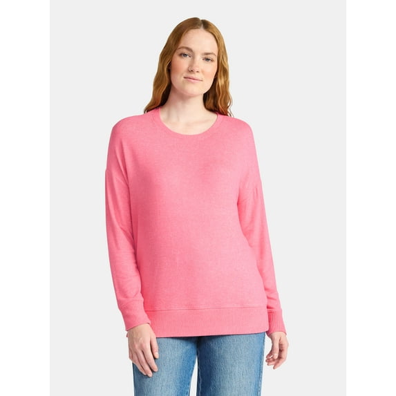 Time and Tru Women's Hacci Knit Tee with Long Sleeves, Sizes XS-XXXL