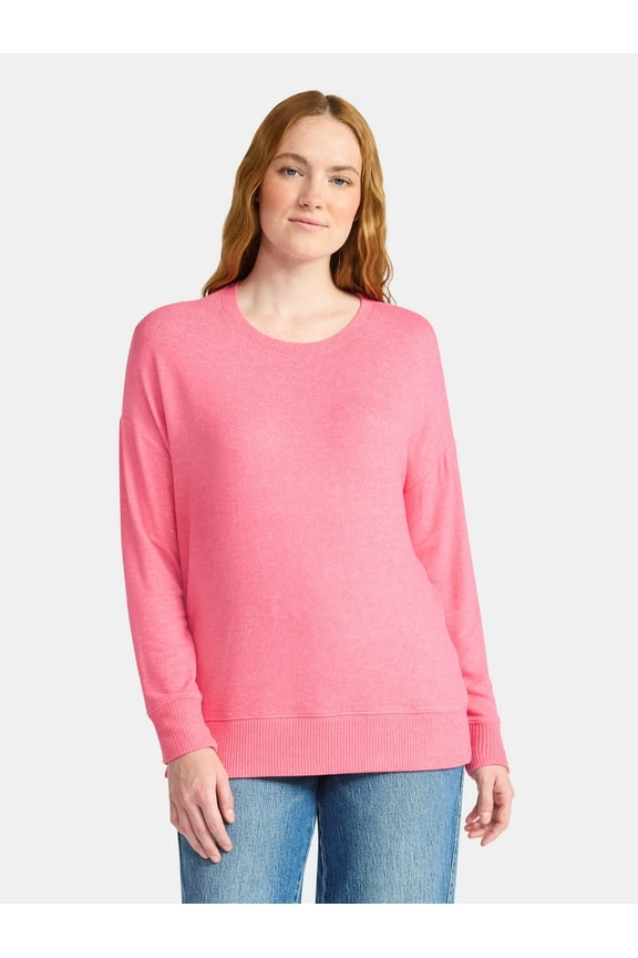 Women's Hacci Knit Tee with Long Sleeves, Sizes XS-XXXL