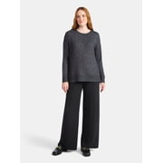 Women's Hacci Knit Tee with Long Sleeves, Sizes XS-XXXL