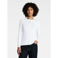 thumbnail image 1 of Time and Tru Women's Ribbed Henley with Long Sleeves, Sizes XS-XXXL, 1 of 7