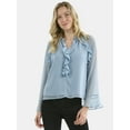 thumbnail image 1 of Time and Tru Women's Ruffle Blouse with Long Sleeves, Sizes XS-XXXL, 1 of 6