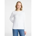 thumbnail image 1 of Time and Tru Women’s Slub Crewneck Tee with Long Sleeves, Sizes XS-XXXL, 1 of 5