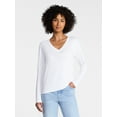thumbnail image 1 of Time and Tru Women's Slub V-Neck Tee with Long Sleeves, Sizes XS-XXXL, 1 of 6