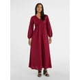 thumbnail image 1 of Time and Tru Women's Tie Back Maxi Dress with 3/4-Length Sleeves, Sizes XS-XXXL, 1 of 4