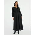 thumbnail image 1 of Time and Tru Women's Tie Back Maxi Dress with 3/4-Length Sleeves, Sizes XS-XXXL, 1 of 4