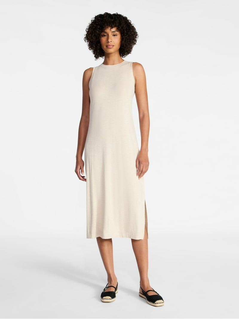 Time and Tru Women's Sleeveless Midi Column Dress, Sizes Xs-xxxl