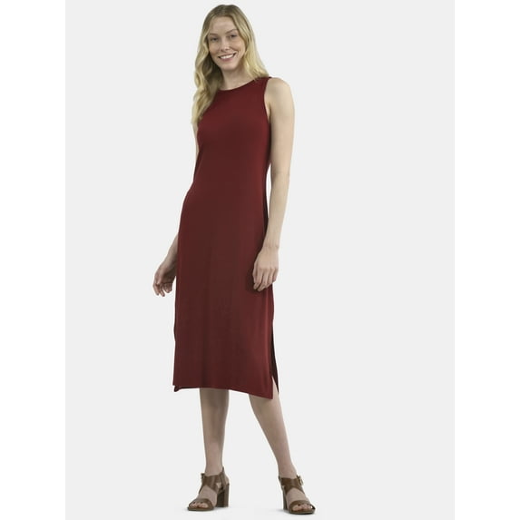 Time and Tru Women's Midi Column Dress, Sizes XS-XXXL