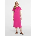 thumbnail image 1 of Time and Tru Women's Cotton Midi T-Shirt Dress with Short Sleeves, Sizes XS-XXXL, 1 of 4