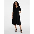 thumbnail image 1 of Time and Tru Women's Cotton Tiered Midi Dress with Elbow Length Sleeves, Sizes XS-XXXL, 1 of 5