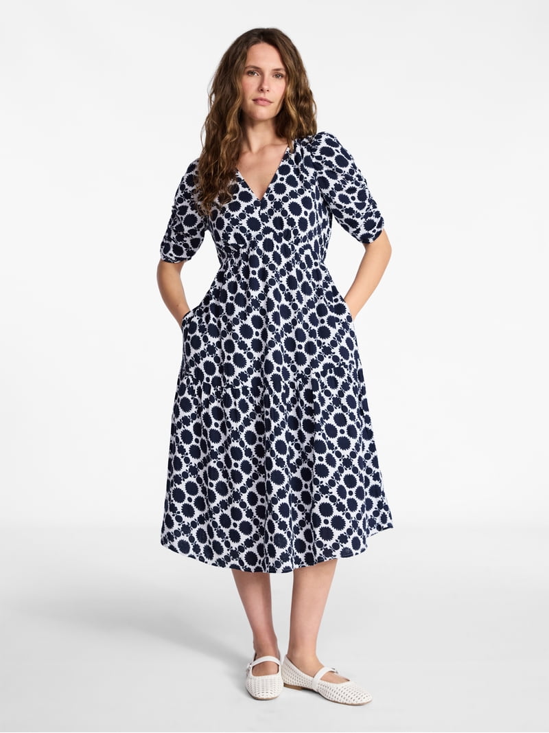 midi length dress Ever-Pretty Elegant Pleated Chiffon Midi Semi Semi Formal Dress with Ruffled Sleeves Occasion Dress