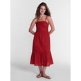 thumbnail image 1 of Time and Tru Women's Sleeveless Eyelet Cotton Midi Dress, Rustic Red, Sizes XS-XXXL, 1 of 5