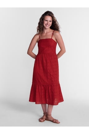 Women's Sleeveless Eyelet Cotton Midi Dress, Sizes XS-XXXL