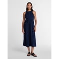 thumbnail image 1 of Time and Tru Women’s Sleeveless Henley Midi Dress, Sizes XS-XXXL, 1 of 5