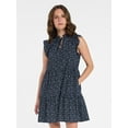 thumbnail image 1 of Time and Tru Women’s and Women’s Plus Flutter Sleeve Cotton Mini Dress, Sizes XS-4X, 1 of 6