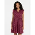 thumbnail image 1 of Time and Tru Women’s and Women’s Plus Flutter Sleeve Cotton Mini Dress, Sizes XS-4X, 1 of 6