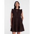 thumbnail image 1 of Time and Tru Women's and Women's Plus Cotton Mini Dress with Flutter Sleeves, Sizes XS-4X, 1 of 6