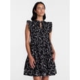 thumbnail image 1 of Time and Tru Women's and Women's Plus Cotton Mini Dress with Flutter Sleeves, Sizes XS-4X, 1 of 6