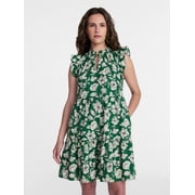 Time and Tru Women's Tiered Cotton Mini Dress with Flutter Sleeves, Sizes XS-4X