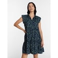 thumbnail image 1 of Time and Tru Women's and Women's Plus Tiered Cotton Mini Dress with Flutter Sleeves, Sizes XS-4X, 1 of 6