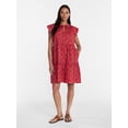 thumbnail image 1 of Time and Tru Women's and Women's Plus Tiered Cotton Mini Dress with Flutter Sleeves, Sizes XS-4X, 1 of 5
