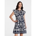thumbnail image 1 of Time and Tru Women's Tiered Cotton Mini Dress with Flutter Sleeves, Sizes XS-4X, 1 of 6