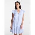 thumbnail image 1 of Time and Tru Women's Double Cloth Mini Dress with Flutter Sleeves, Sizes XS-XXXL, 1 of 6