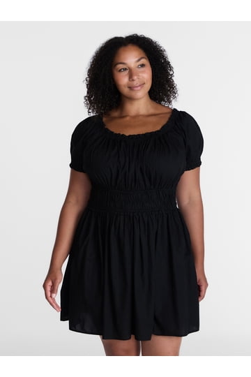 walmart black dress plus size Party Dresses Made from stretchy fabric Sofia Strapless Black Linen Color:Black F09056 beyondwhite Agnes orinda
