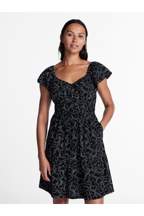 Women's Tie Waist Mini Dress with Flutter Sleeves, Sizes XS-XXXL