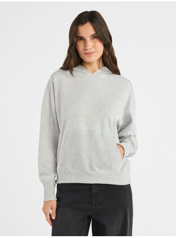 Waffle Pocket Mixed Media Hoodie, Size XS-XXXL