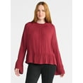 thumbnail image 1 of Time and Tru Women's Flowy High Neck Blouse, Size XS-XXXL, 1 of 5