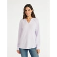 thumbnail image 1 of Time and Tru Women’s Notch Neck Waffle Top with Long Sleeves, Size XS-XXXL, 1 of 5