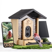 TT Nature Bird Feeder with Camera, AI Identify 10,000+ Species, Auto Capture, Real-Time Notifications, Upgraded for Bird Watching with Solar Panel, Perfect Gift for Bird Lovers