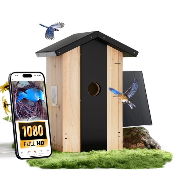 TT Nature Smart Bird House with Camera Solar-Powered,Perfect Viewing Bird Nesting and Hatching,Ideal Gift for Bird Lovers