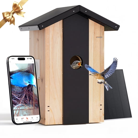 TT Nature Bird House with Camera Solar Powered, AI Live View Bird Feeder with Camera, Watch Bird Nesting and Hatching, Outdoor Birdhouse Camera, Ideal Gift for Bird Lovers