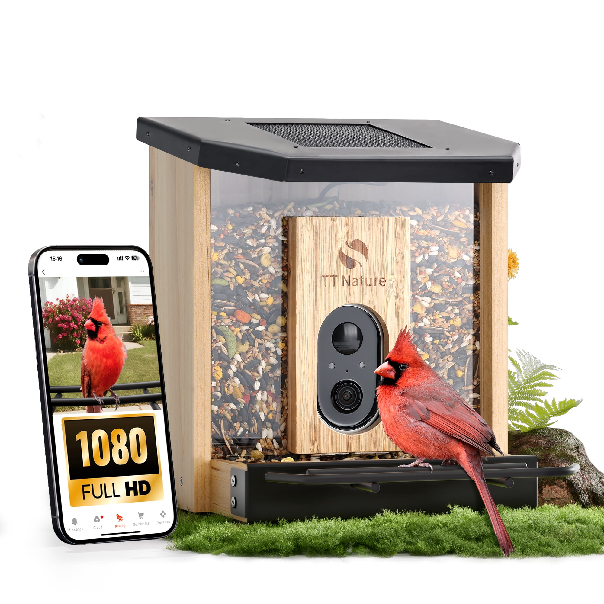Walmart Saving of  Walmart Black Friday Deals 2025 TT Nature Smart Bird Feeder with Camera Solar Powered, AI Identify 10000+ Birds, Weatherproof Cedar Wood, Ideal Gift for Bird Lovers