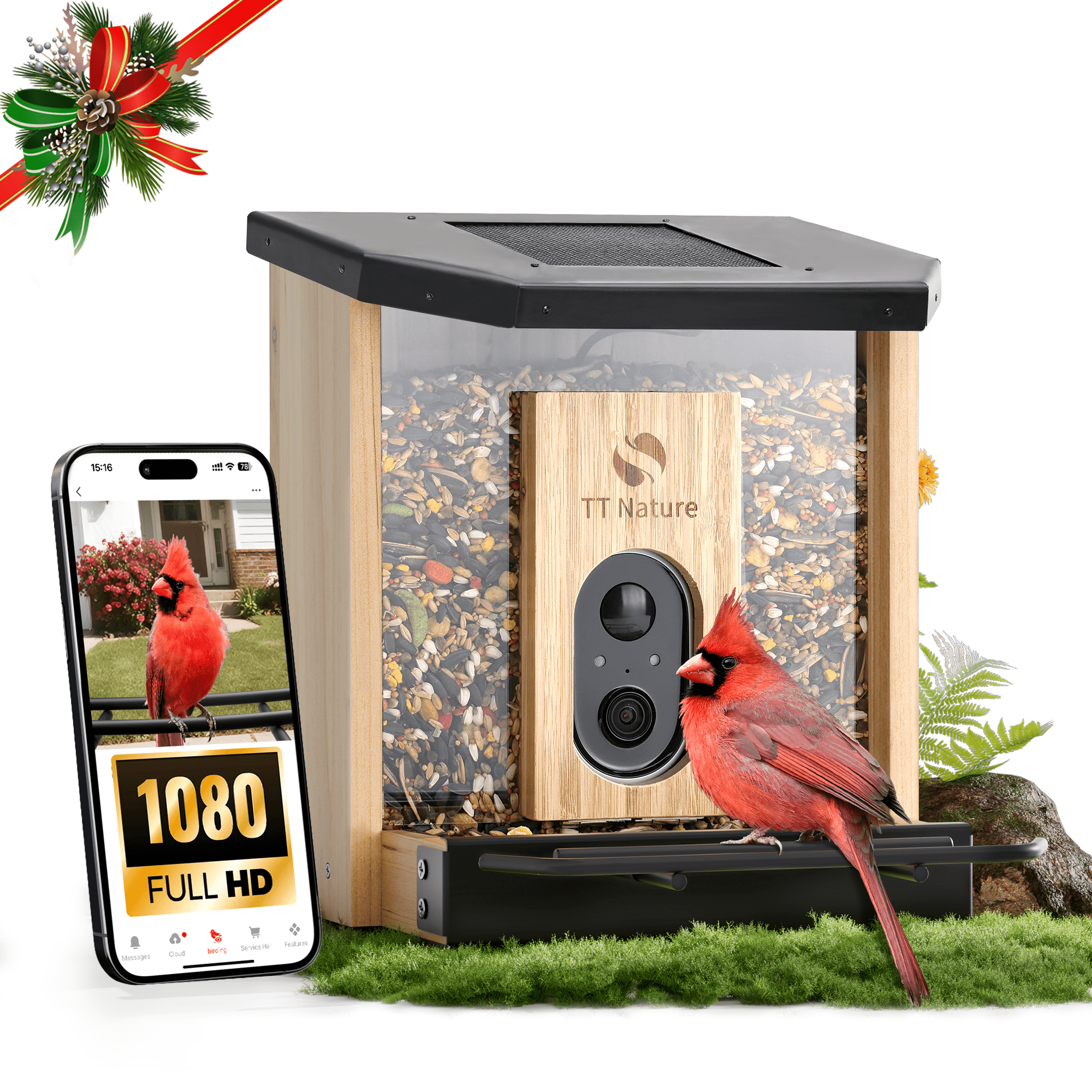 TT Nature Smart Bird Feeder with Camera Solar Powered, AI Identify