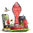 thumbnail image 1 of TT Nature Glass Hummingbird Feeder with Camera, 2K QHD Hummingbird Feeder Camera with Ant Moat, Solar Powered Bird Camera, AI Identify Bird Species, Water Level & Quality Monitor, Ideal Gift, 1 of 10