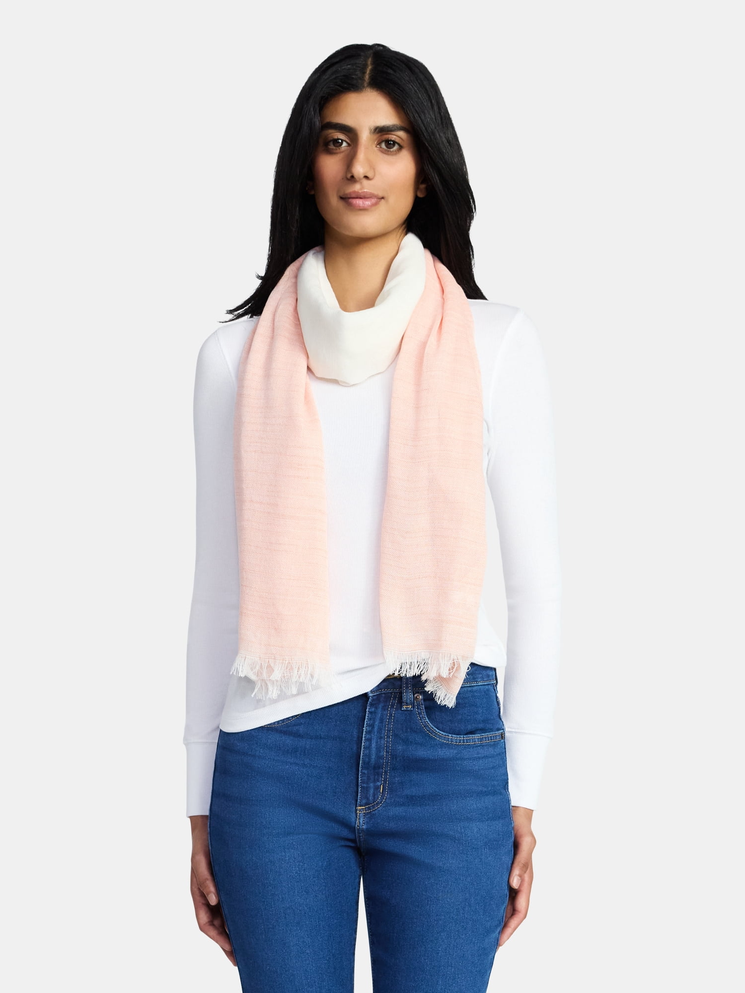 Women's Ombre Colorblock Scarf, Coral