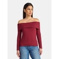 thumbnail image 1 of Time and Tru Women’s Fold Over Off Shoulder Top with Long Sleeves, Sizes XS-XXXL, 1 of 5