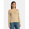 thumbnail image 1 of Time and Tru Women’s Fold Over Off Shoulder Top with Long Sleeves, Sizes XS-XXXL, 1 of 5