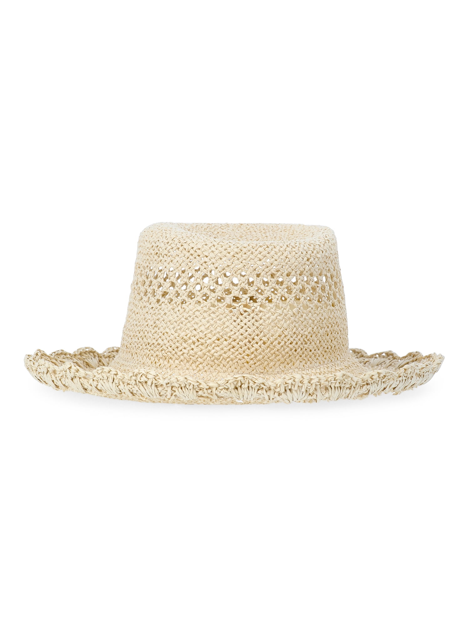 Womens Handmade Paper Straw Bucket Hat, One Size