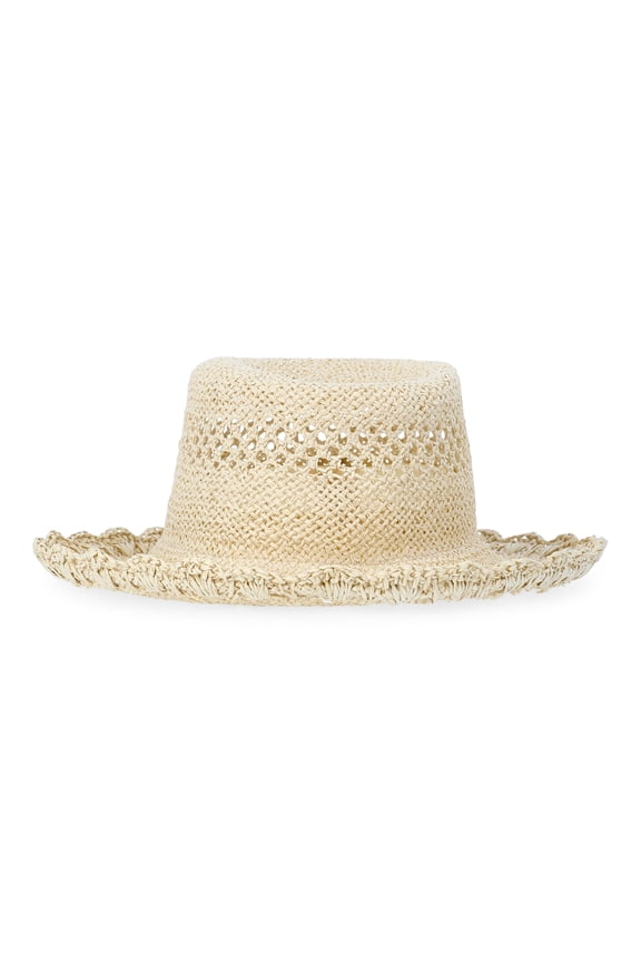 Womens Handmade Paper Straw Bucket Hat, One Size