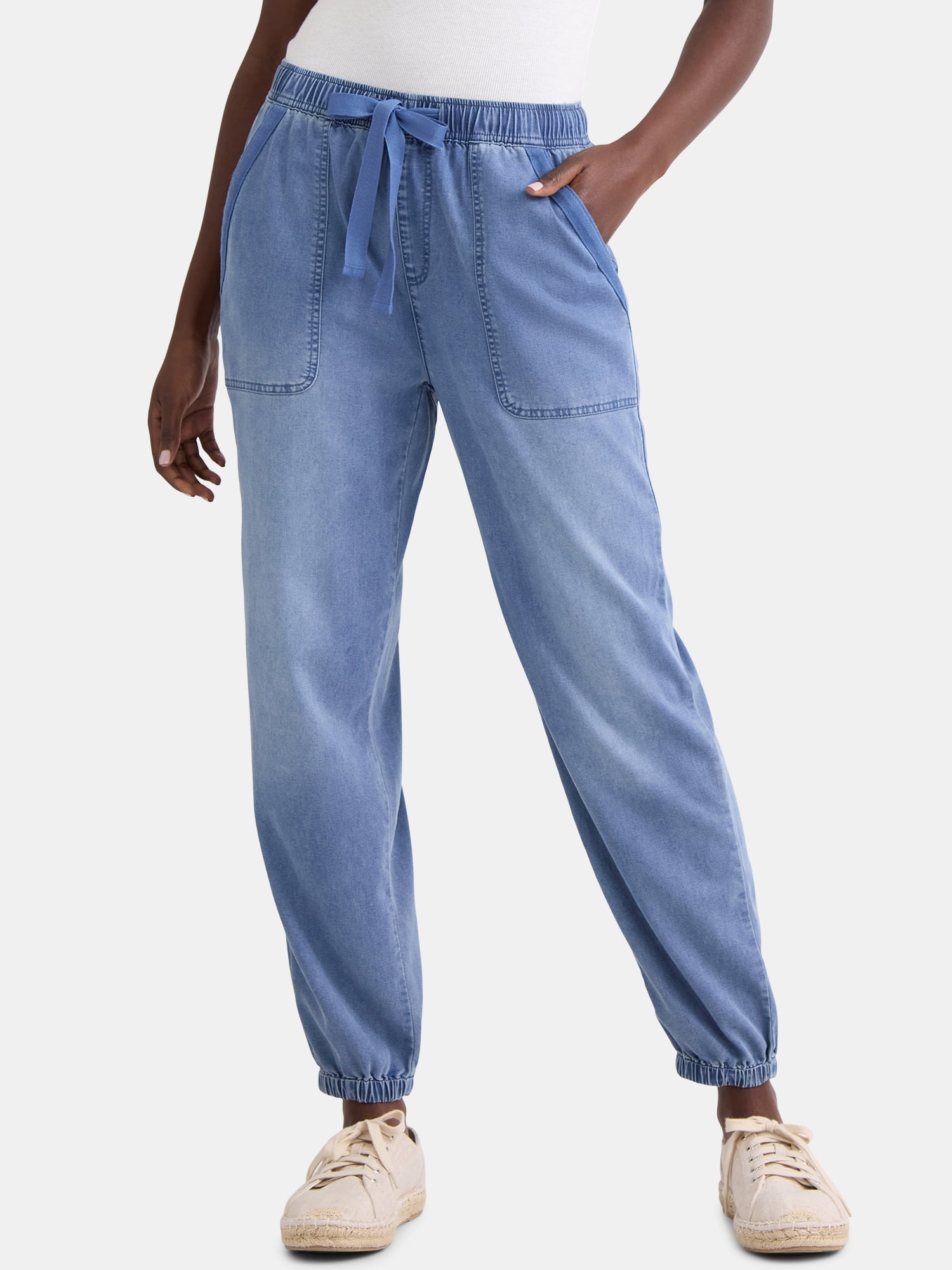 Time and Tru Women's High Rise Parachute Jogger, 28" Inseam, Sizes XS-XXXL