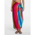 thumbnail image 1 of Time and Tru Women's Printed Pareo, One Size, Swim Stripe Red Delight, 1 of 5