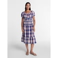 thumbnail image 1 of Time and Tru Women's Smocked Cotton Peasant Midi Dress, Sizes XS-XXXL, 1 of 5