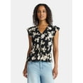 thumbnail image 1 of Time and Tru Women's Peplum Top with Flutter Sleeves, Sizes XS-XXXL, 1 of 5
