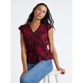 thumbnail image 1 of Time and Tru Women's Peplum Top with Flutter Sleeves, Sizes XS-XXXL, 1 of 6