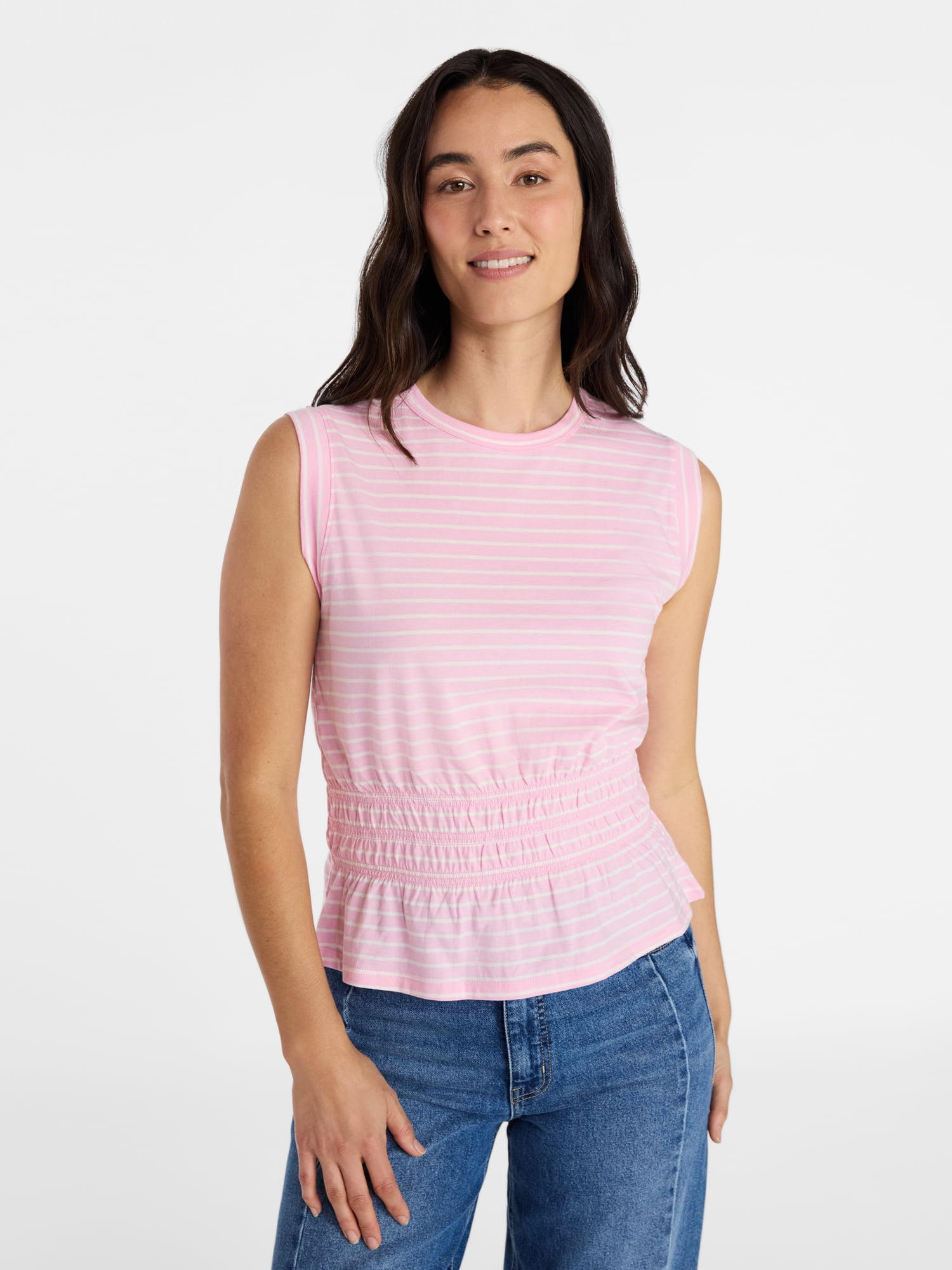 Time and Tru Women's Cotton Peplum Tank Top, Sizes XS-XXXL