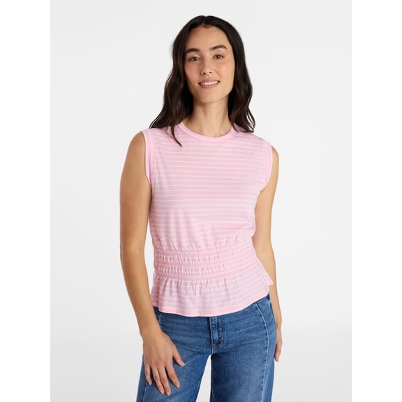 Time and Tru Women's Cotton Peplum Tank Top, Sizes XS-XXXL