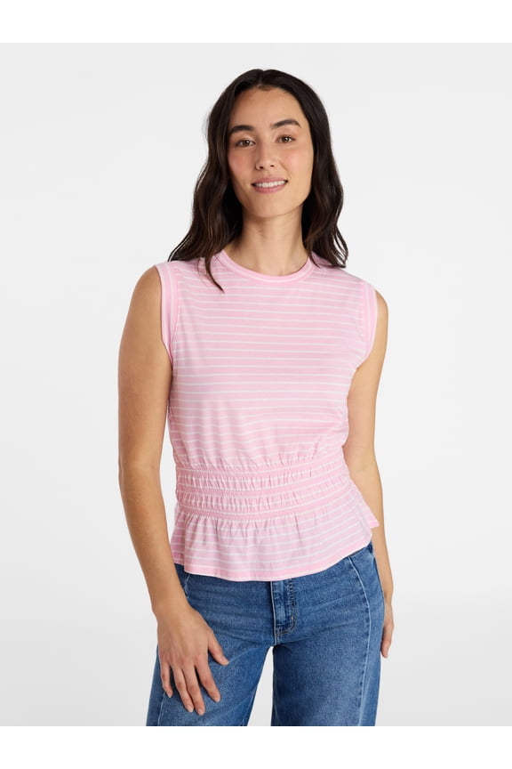 Women's Cotton Peplum Tank Top, Sizes XS-XXXL